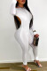 White Sexy Casual Solid Backless O Neck Skinny Jumpsuits