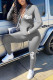 Gray Fashion Casual Long Sleeve Hooded Collar Regular Sleeve Regular Letter Print Two Pieces