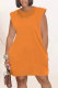 Orange Fashion Casual Solid Basic O Neck Sleeveless Dress