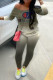 Green Fashion Casual Print Patchwork Long Sleeve Two Pieces