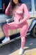 Pink Fashion Casual Long Sleeve Hooded Collar Regular Sleeve Regular Letter Print Two Pieces