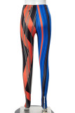 Yellow Sexy Geometric Print Patchwork Skinny High Waist Pencil Positioning Print Bottoms