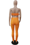 Blue Sexy Casual Solid Bandage Hollowed Out Strapless Sleeveless Two Pieces