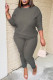 Dark Gray Casual Solid Patchwork O Neck Long Sleeve Two Pieces