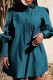 Blue Fashion Casual Solid Basic O Neck Long Sleeve Dresses