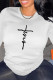 White Casual Street Print Patchwork O Neck Tops