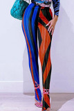 Yellow Sexy Geometric Print Patchwork Skinny High Waist Pencil Positioning Print Bottoms