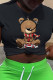 Black Street Cute Character Patchwork O Neck T-Shirts