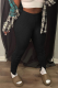 Black Casual Solid Patchwork Boot Cut Mid Waist Speaker Solid Color Bottoms