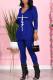 Blue Casual Print Patchwork O Neck Sleeveless Two Pieces
