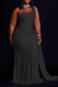 Black Casual Solid Patchwork One Shoulder Trumpet Mermaid Dresses