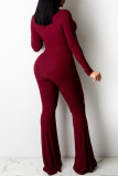 Green Sexy Casual Solid Bandage Hollowed Out V Neck Regular Jumpsuits