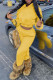 Yellow Fashion Casual Solid Patchwork Hooded Collar Long Sleeve Two Pieces