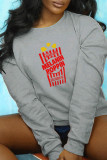 Yellow Casual Street Print Patchwork Letter O Neck Tops