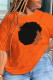 Orange Daily Cute Print Patchwork O Neck T-Shirts