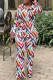 Multicolor Fashion Casual Print Basic Turndown Collar Long Sleeve Two Pieces