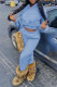 Blue Fashion Casual Solid Patchwork Hooded Collar Long Sleeve Two Pieces