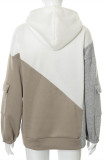 Brown Fashion Casual Patchwork Basic Hooded Collar Tops