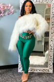 White Artificial fur One word collar Long Sleeve Solid Long Sleeve Tops