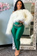 White Artificial fur One word collar Long Sleeve Solid Long Sleeve Tops