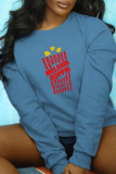 Yellow Casual Street Print Patchwork Letter O Neck Tops