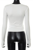 White Fashion Casual Solid Asymmetrical O Neck Tops