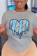 Grey Fashion Street Print Patchwork O Neck T-Shirts