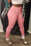 Pink Casual Solid Patchwork Boot Cut Mid Waist Speaker Solid Color Bottoms