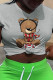 Grey Street Cute Character Patchwork O Neck T-Shirts