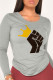 Grey Casual Street Print Patchwork O Neck Tops