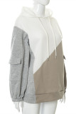 Brown Fashion Casual Patchwork Basic Hooded Collar Tops