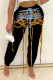 Yellow Street Solid Patchwork Frenulum Straight High Waist Pencil Patchwork Bottoms