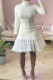 White Fashion Casual Solid Split Joint Turtleneck Long Sleeve Dresses