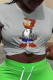 Grey Casual Cute Character Patchwork O Neck T-Shirts