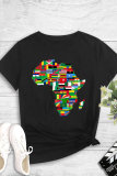 Black Fashion Casual Print Basic O Neck T-Shirts