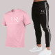 Pink Fashion Sportswear Print Patchwork O Neck Short Sleeve Two Pieces