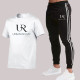 White Fashion Sportswear Print Patchwork O Neck Short Sleeve Two Pieces