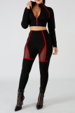 White Sexy Solid Hollowed Out Zipper Collar Long Sleeve Two Pieces