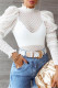 White Fashion Sexy Solid See-through Turtleneck Tops