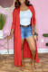 Tangerine Red Fashion Casual Solid Cardigan Outerwear