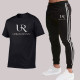 Black Fashion Sportswear Print Patchwork O Neck Short Sleeve Two Pieces