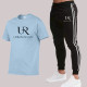 Baby Blue Fashion Sportswear Print Patchwork O Neck Short Sleeve Two Pieces