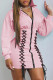 Pink Fashion Casual Solid Bandage Patchwork Hooded Collar Long Sleeve Dresses