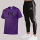 Purple Fashion Sportswear Print Patchwork O Neck Short Sleeve Two Pieces