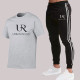 Light Gray Fashion Sportswear Print Patchwork O Neck Short Sleeve Two Pieces