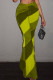 Khaki Fashion Casual Print Basic Boot Cut High Waist Trousers