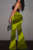 Grey Fashion Casual Print Basic Boot Cut High Waist Trousers