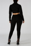 Red Casual Sportswear Patchwork See-through Zipper Collar Long Sleeve Two Pieces
