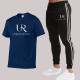 Navy Blue Fashion Sportswear Print Patchwork O Neck Short Sleeve Two Pieces
