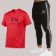 Red Fashion Sportswear Print Patchwork O Neck Short Sleeve Two Pieces